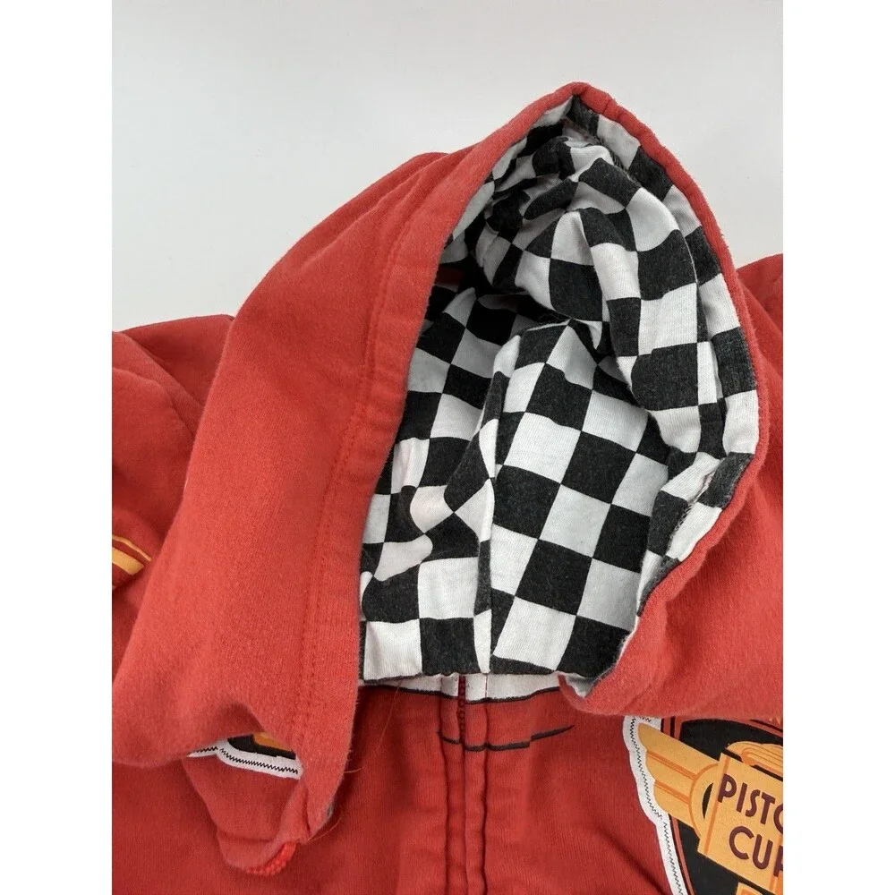 Disney Pixar Cars Lightning McQueen Hoodie Boys 5/6 Red Full Zip